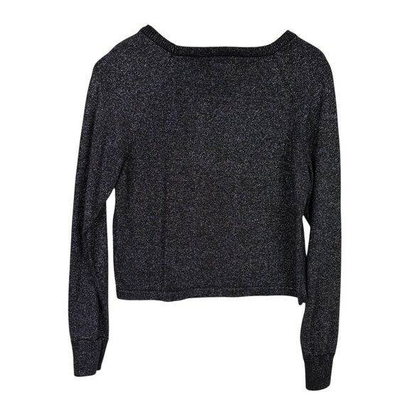 Forever 21 Silver Metallic Black Crew Neck Sweater Women's Small - Picture 2 of 5
